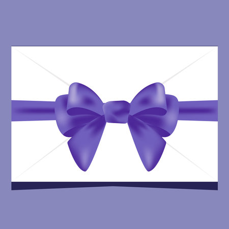 A Greeting or Gift Letter Tied with a Purple Ribbon and a Purple Bowのイラスト素材