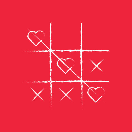 Romantic Game Tic Tac Toe Victory Heartsのイラスト素材