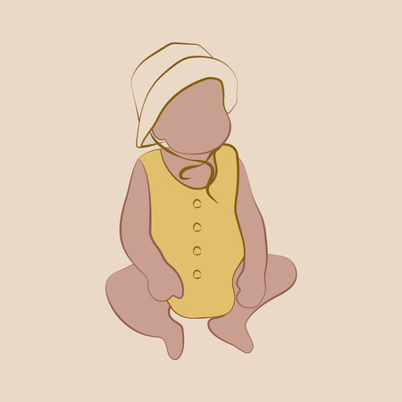 Picture of a child without a face poster in the nurseryのイラスト素材
