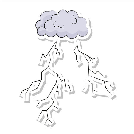 long lightning storm cloud natural phenomenon stickerのイラスト素材