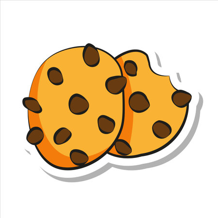 Sticker fresh baked cookies with chocolateのイラスト素材