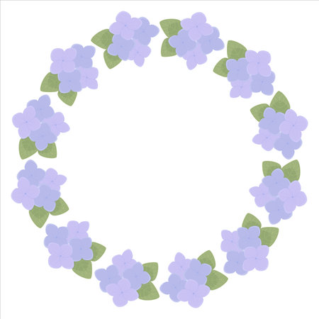 Decorative frame of hydrangea flowers brush with hydrangeasのイラスト素材