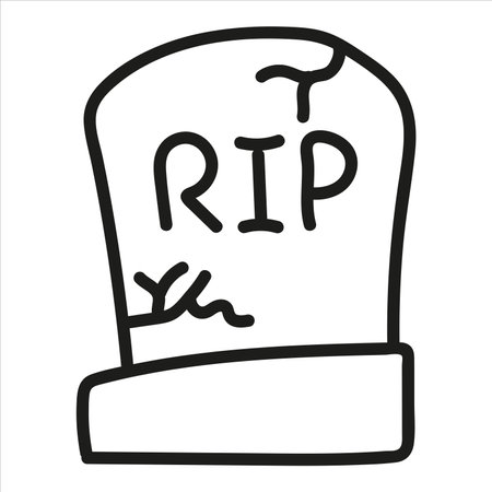 Gravestone in doodle style halloween holidayのイラスト素材
