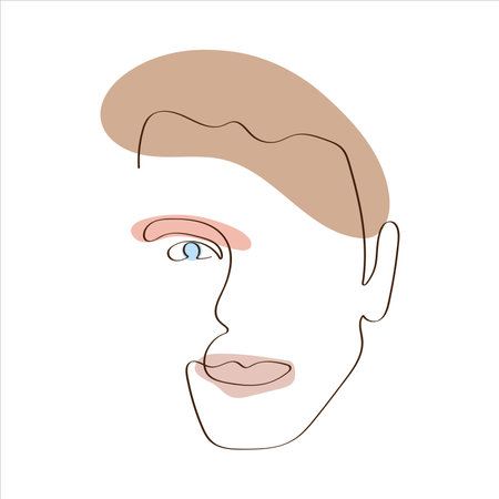 silhouette of a man one line linear drawingのイラスト素材