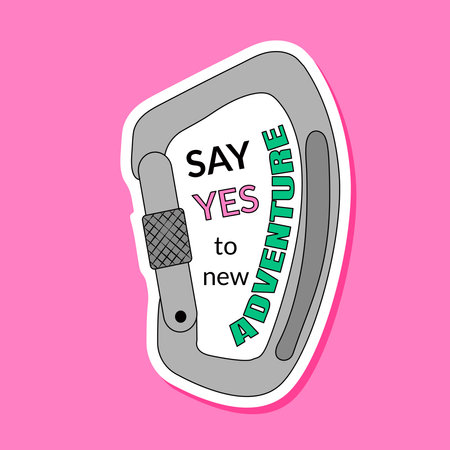 Carbine Say Yes to New Adventure Sticker Travel in Retro Groovy style Nostalgiaのイラスト素材