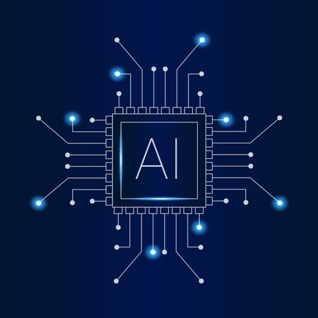 Microchip Artificial Intelligence Modern Technology Machine Learningのイラスト素材