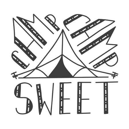 Camp Sweet Camp Phrase Lettering Camping Holidayのイラスト素材