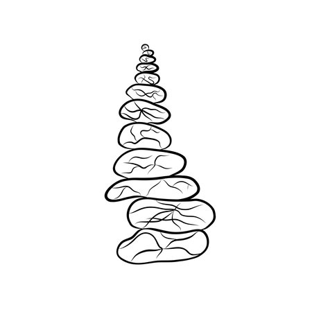 Zen Stone Pyramid Vector Illustration in Doodle Styleのイラスト素材