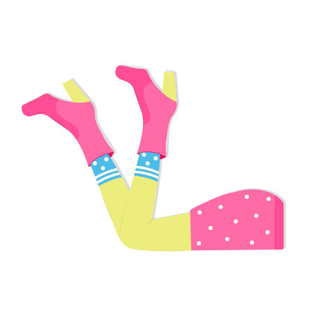 Female Legs in Pink Boots with Heels Polka Dot Skirt Decorative Elementのイラスト素材