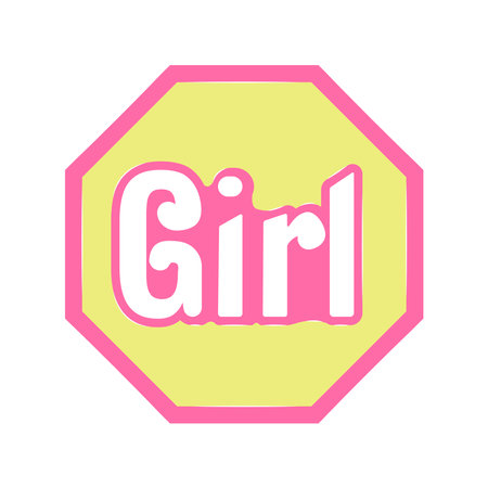 Road Sign Hexagon with Inscription Girls Element in Retro Groove Styleのイラスト素材