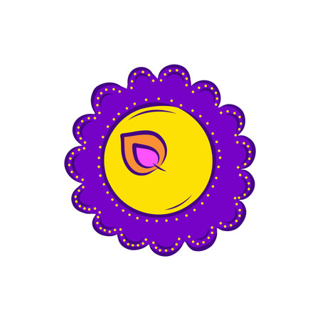 Color Burning Diya Candle Decorative Element for Diwali Festival in Doodle Styleのイラスト素材