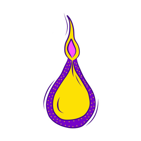 Color Burning Diya Candle Decorative Element for Diwali Festival in Doodle Styleのイラスト素材