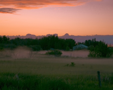 late evening fogの写真素材