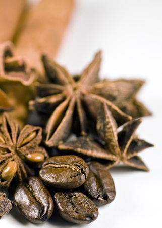 star anise coffee and cinamonの写真素材