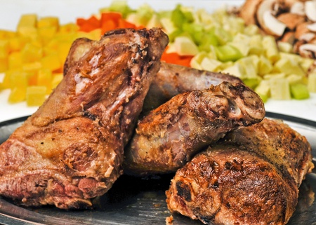 lamb shanks with vegetables for braisingの写真素材