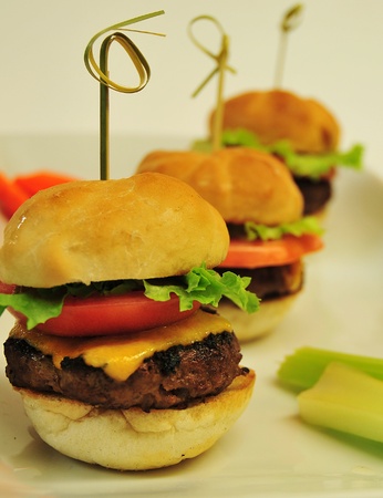 mini burgers close upの写真素材