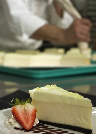 Plated key lime cheese cakeの写真素材