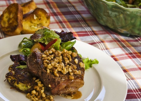 Close up of plated top sirloin steakの写真素材