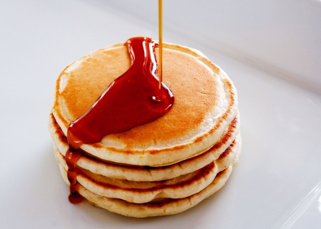 Pancakes and maple syrupの写真素材
