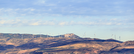 Landscape with group of windmills. Renewable Energy Concept Windmil Farm.の写真素材