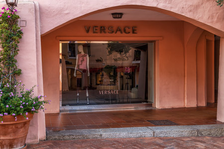 PORTO CERVO - JULY 2017. Showcase of  boutique in Porto Cervo, Sardinia, Italy.のeditorial素材