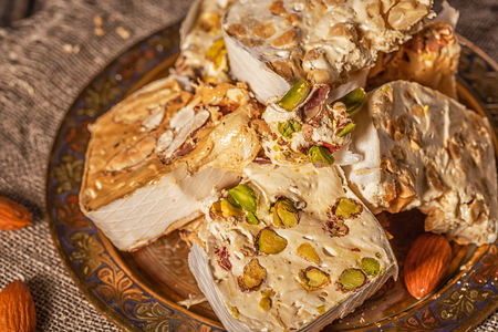 Nougat with honey and nuts.の写真素材