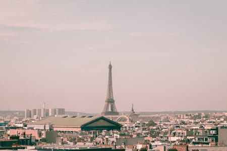 Cityscape view on the beautiful buildings and Eiffel towerの写真素材