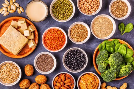 Healthy diet vegan food, veggie protein sources. Top view.の写真素材