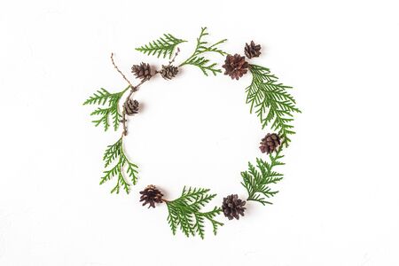 Christmas composition. Flat lay, top view, mockup.の写真素材