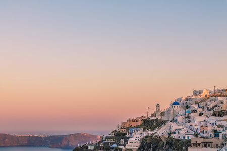White architecture of Oia village on Santorini island, Greece.の写真素材