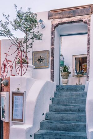Wonderful view of City buildings on Santorini, Greeceの写真素材