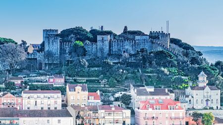 Lisbon fortress of Saint George view, Portugal (Castelo de Sao Jorge)の写真素材