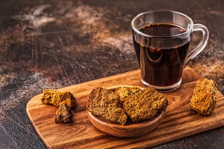 Chaga tea - a strong antioxidant, boosts immune system, has detox quality, improves digestive.の写真素材