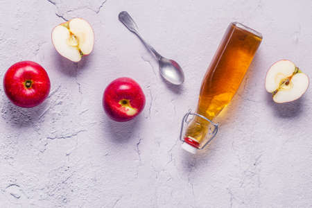Apple cider vinegar or fermented fruit drink, top view.