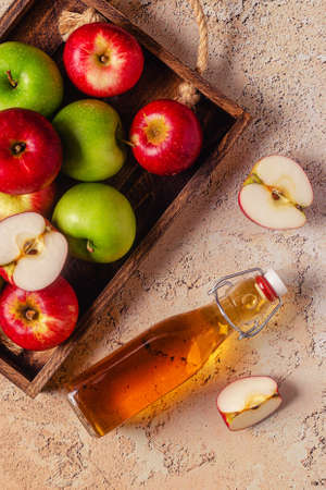 Apple cider vinegar or fermented fruit drink, top view.