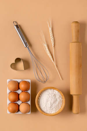 Cooking / baking ingredients, food / cooking background concept, top view.