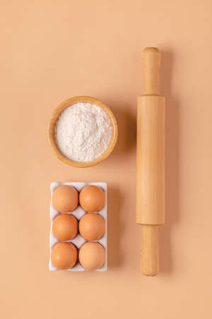 Cooking / baking ingredients, food / cooking background concept, top view.