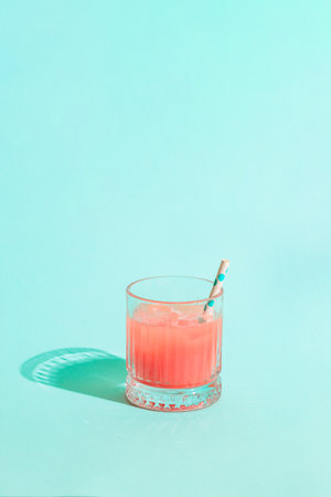 Cold lemonade / cocktail of fresh grapefruit juice, alcohol and ice cubes.の写真素材