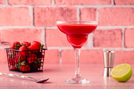 Cold summer strawberry cocktail (mojito, margarita, rossini, daiquiri)の写真素材