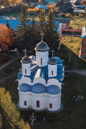 View of the Rizopolozhenskij Cathedral from the height of the Prepodobenskaya Bell Tower