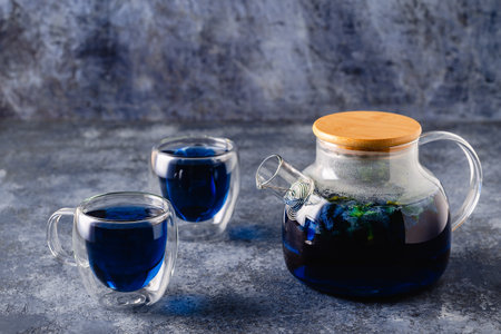 Organic blue tea Anchan, Clitoria, Butterfly Pea.の写真素材