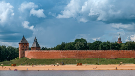 Veliky Novgorod Kremlin (Novgorod Detinets) in summer day.のeditorial素材