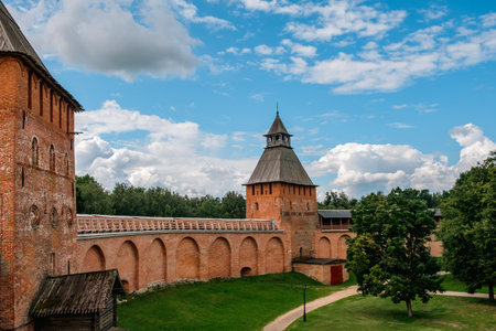 Veliky Novgorod Kremlin (Novgorod Detinets) in summer day.のeditorial素材