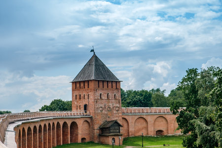 Veliky Novgorod Kremlin (Novgorod Detinets) in summer day.のeditorial素材