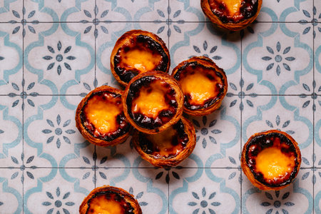 Egg tart, traditional Portuguese dessert, pastel de nata (pastel de belem).