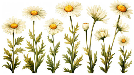 Chamomile isolated on white background. Vector illustration.の素材