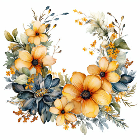 Watercolor floral bouquet on white background. Watercolor illustration.の素材