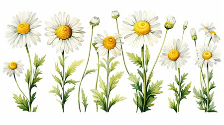 Chamomile isolated on white background. Vector illustration.の素材