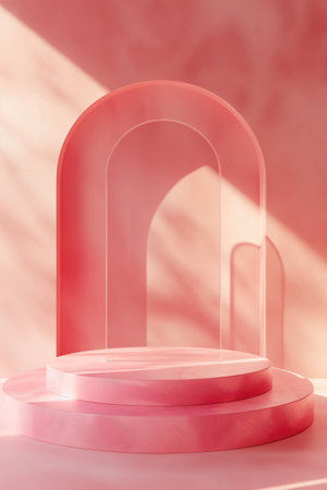 Abstract minimal geometric forms. Podium for your design, product presentation.の素材
