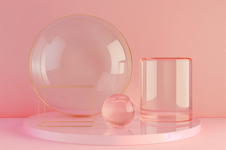 Abstract minimal geometric forms. Podium for your design, product presentation.の素材